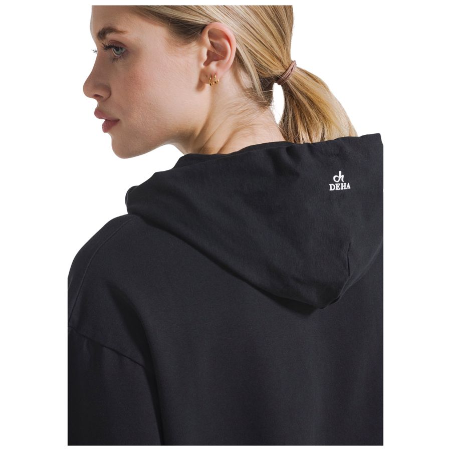 Felpa con cappuccio full-zip in tessuto stretch nero da donna Deha | D4225010009